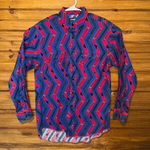 Wrangler Western Shirt Cowboy Cut Aztec Print Long Sleeve 16.5 Brushpopper